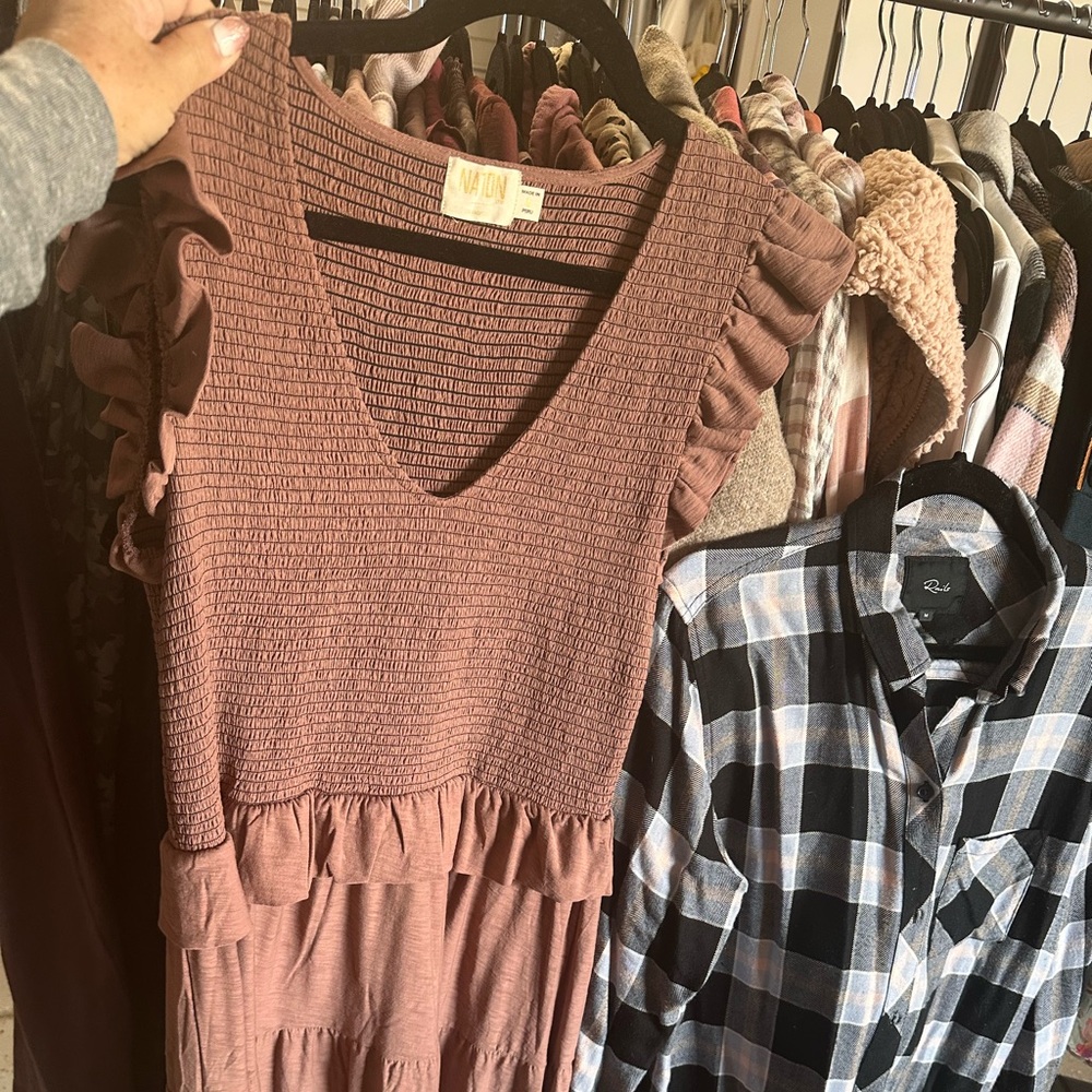 Nation mauve dress. Ruffle sleeves, never worn.